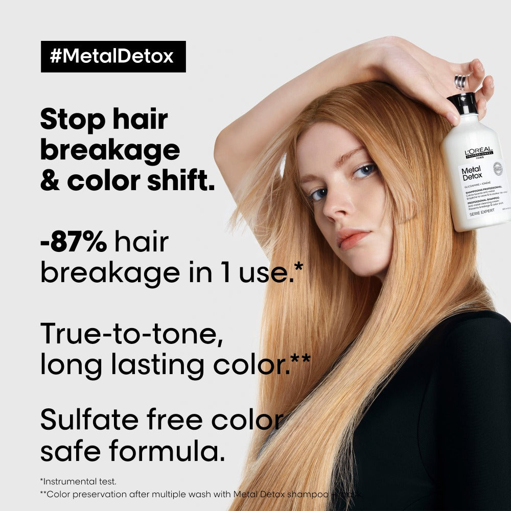 L'Oréal Professionnel Metal Detox Shampoo for Hair Breakage Protection - 300ml (Last Of Range)