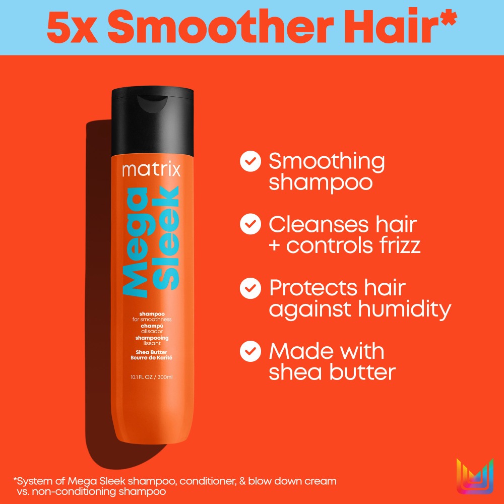 Matrix Mega Sleek Shampoo – Smoothing Shampoo for Unruly & Frizzy Hair - 300ml (Last Of Range)