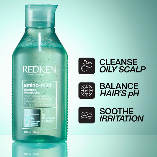 Redken Amino Mint Cooling Scalp Shampoo for Oily Hair & Irritated Scalps - 300ml