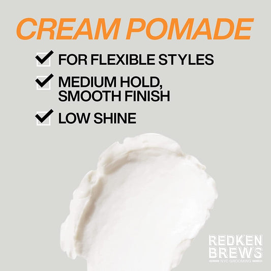 Redken Brews Hair Cream Pomade for Men – Creates Texture with Medium Hold - 100ml