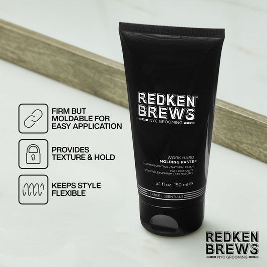 Redken Brews Hair Molding Paste for Men – Max Hold, Natural Finish Molding Paste - 150ml