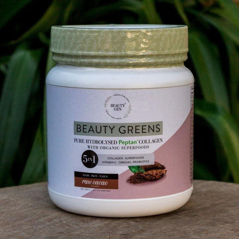 Beauty Gen Beauty Greens Collagen, Raw Cacao, 450g