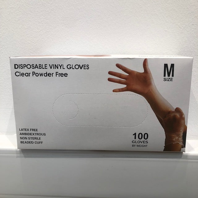 Disposable Vinyl Gloves - Medium - Box of 100