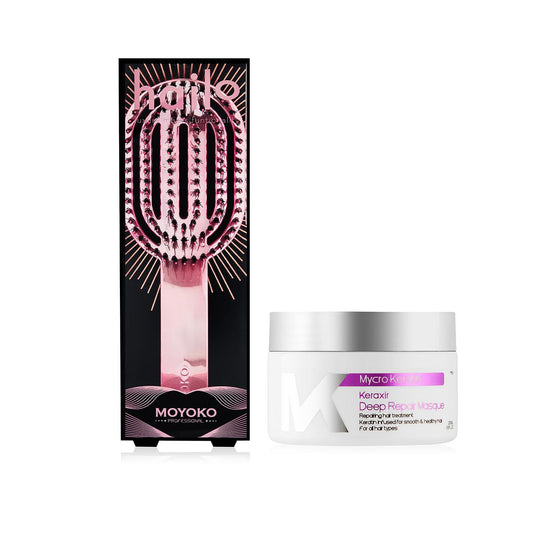 Mycro Keratin Keraxir Repair Masque 250ml + Moyoko Hailo Detangling Brush – Pink Chrome